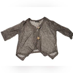 Nina Leonard neutral cover cardigan with chunky buttons
